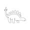 One single line drawing of calm thorny stegosaurus for logo identity. Dino animal mascot concept for prehistoric theme park icon.