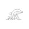 One single line drawing of cute beautiful dolphin for company logo identity. Funny beauty mammal animal mascot concept for circus