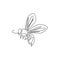 One single line drawing of cute bee for company logo identity. Honeybee farm icon concept from wasp animal shape. Trendy