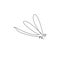 One single line drawing of cute dragonfly for company logo identity. Odonata animal mascot concept for insect lover club icon.