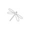 One single line drawing of cute dragonfly for company logo identity. Odonata animal mascot concept for insect lover club icon.