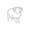 One single line drawing of cute funny sheep for stock breeding logo identity. Lamb mascot emblem concept for animal husbandry icon