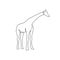 One single line drawing of cute giraffe for safari logo identity. Adorable giraffe animal mascot concept for Africa conservation