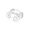 One single line drawing of cute little crab for logo identity. Healthy delicious taste seafood concept for Chinese food restaurant