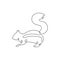 One single line drawing of cute squirrel for company logo identity. Business corporation icon concept from funny rodent animal