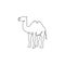 One single line drawing of desert Arabian camel for logo identity. Cute mammal animal concept for livestock husbandry icon. Trendy