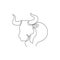 One single line drawing of elegance buffalo for conservation national park logo identity. Big strong bull mascot concept for rodeo