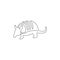 One single line drawing of exotic armadillo for company logo identity. Leathery armoured shell mammal mascot concept for national