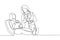 One single line drawing of female obstetrics and gynecology doctor talking to patient and explain the womb condition. Pregnant