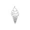 One single line drawing of fresh ice cream cone store logo graphic vector illustration. Icecream dessert cafe menu and restaurant