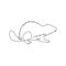 One single line drawing of funny beaver for logo identity. adorable funny rodent animal mascot concept for pet lover club icon.