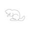 One single line drawing of funny standing beaver for logo identity. Cute adorable rodent animal mascot concept for pet lover club