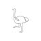 One single line drawing of giant running ostrich for logo identity. Flightless bird mascot concept for safari park icon. Modern