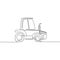 One single line drawing of harvester truck for harvest farming vector illustration. Business heavy tractor machines vehicles