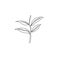 One single line drawing healthy organic tea leaves for plantation logo identity. Fresh tender bud of tea shoot concept for tea