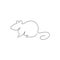 One single line drawing of little cute funny mouse for logo identity. Adorable rodent rodent mascot concept for animal icon.