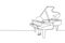 One single line drawing of luxury wooden grand piano. Modern classical music instruments concept continuous line draw design