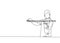 One single line drawing of male violinist performing to play violin on music festival. Trendy musician artist performance concept