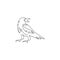 One single line drawing of mysterious raven for company business logo identity. Crow bird mascot concept for graveyard icon.