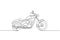 One single line drawing of old retro vintage motorcycle. Vintage motorbike transportation concept continuous line draw design