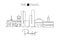 One single line drawing of Phuket city skyline, Thailand. Historical town landscape. Best holiday destination home art wall decor