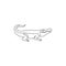 One single line drawing of river swamp alligator for logo identity. Scary reptile animal crocodile concept for national zoo icon.