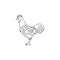 One single line drawing of rooster animal for company business logo identity. Cock bird mascot concept for farming icon. Trendy