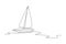 One single line drawing of sail boat sailing on the sea vector illustration. Water transportation vehicle concept. Modern