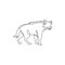 One single line drawing of scary spotted hyena for company logo identity. Scavenger animal mascot concept for national
