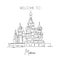 One single line drawing St. Basils landmark. World iconic place in Moscow, Russia. Tourism travel postcard home wall art decor