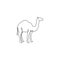 One single line drawing of strong desert Arab camel for logo identity. Cute mammal animal concept for livestock husbandry icon.