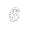 One single line drawing of strong eagle head bird for company business logo identity. Falcon mascot concept for air force icon.