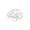 One single line drawing of whole healthy organic cauliflower for farm logo identity. Fresh brassica oleracea concept for vegetable