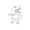 One single line drawing of wild and aggressive t-rex for logo identity. Dino animal mascot concept for prehistoric theme park icon