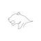 One single line drawing of wild leopard head for company business logo identity. Strong jaguar mammal animal mascot concept for