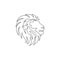One single line drawing of wild lion head for company business logo identity. Strong wildcat mammal animal mascot concept for