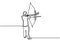 One single line drawing of young archer. archery sport concept vector illustration