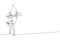 One single line drawing of young archer man focus exercising archery to hit the target graphic vector illustration. Healthy