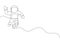 One single line drawing of young astronaut in spacesuit flying at outer space vector illustration. Spaceman adventure galactic