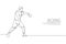 One single line drawing of young energetic man boxer improve his punch attack vector illustration. Sport combative training