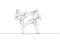 One single line drawing of young energetic man kickboxer practice sparring combat with partner in boxing arena vector illustration