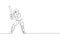One single line drawing of young energetic woman cricket player stance standing to receive a ball vector illustration. Sport