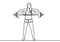 One single line drawing of young energetic woman exercise lifting barbell in gym fitness center vector illustration. Lady work out