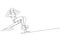 One single line drawing young energetic woman exercise sit up using bench press in gym fitness center vector illustration graphic