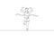 One single line drawing of young happy runner man pass finish line and hit ribbon graphic vector illustration. Healthy lifestyle