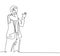 One single line drawing of young male startup CEO walking and holding a smartphone to receive call from his colleague. Business