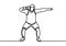 One single line drawing of young man exercise to throw shot put powerfully on the field vector illustration. Healthy lifestyle