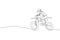 One single line drawing of young motocross rider conquer track obstacles at race track vector illustration. Extreme sport concept