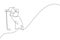 One single line drawing of young sporty golf player hit the ball using golf club vector graphic illustration. Healthy sport