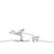 One single line drawing young sporty man playing ski ice. Young sporty energetic male on skis is pulled by a dog isolated on white